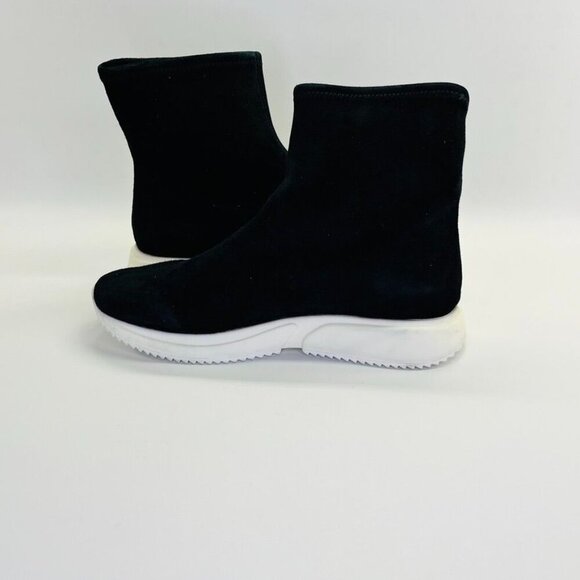 Stuart Weitzman Margo Bootie Size 7 Suede Sock Sneaker Platform Sole Black White - Picture 6 of 11